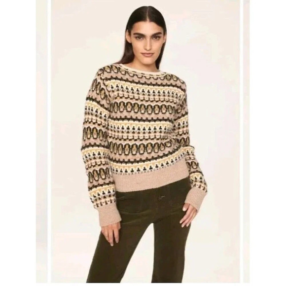 Vanessa Bruno Ventura Sweater Womens Small Tan Geometric Alpaca Wool Ita… - Picture 8 of 9